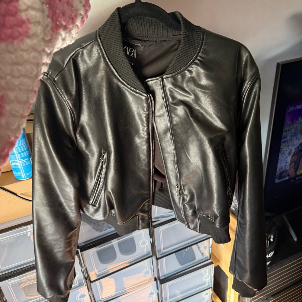 Zara Black faux Leather Jacket